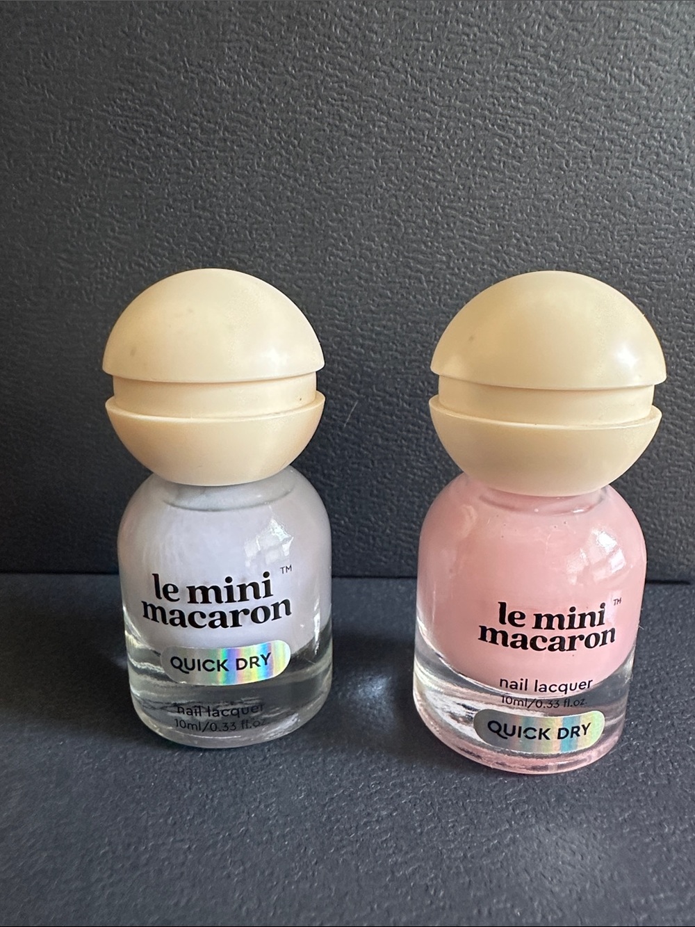 2 le mini macaron Women's Quick Dry Nail Lacquer - Pink & Cream